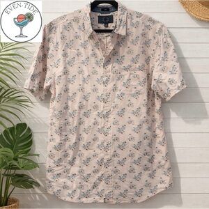 🌴👉🩵 Even Tide Palm Tree Button-Up Shirt XL | Tropical Beach Vibe Summer Shirt